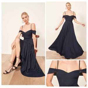 NWT Reformation Poppy Maxi Dress in Navy Blue Size 6